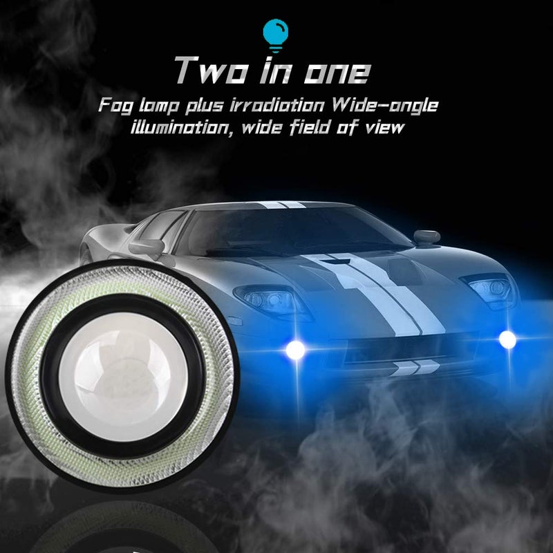 KaiDengZhe 2PCS Super Bright 3.5" Projector Universal LED Fog Light 12V 10W Ice Blue COB Halo Angel Eye Rings For Moto Headlight Car Daytime Running Light DRL Driving Light Fog Light Bulb - Image 5